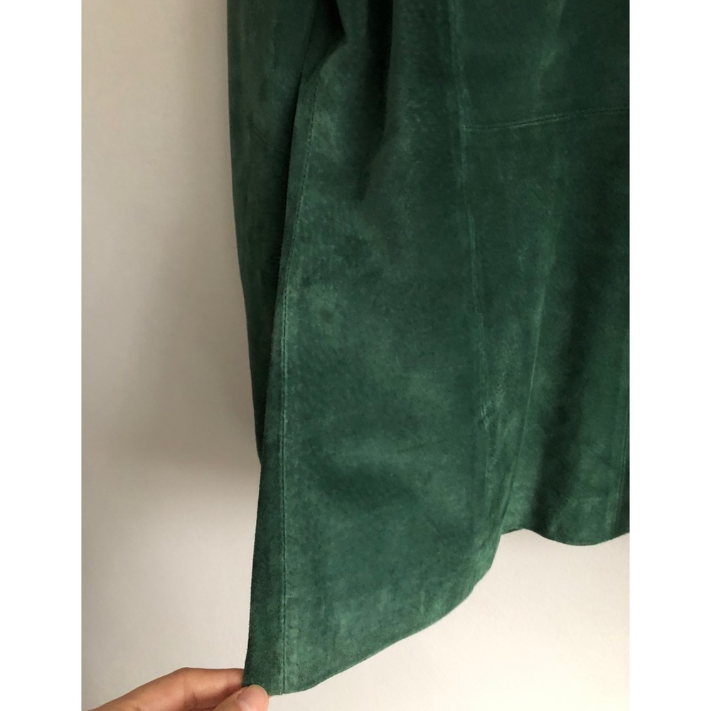 Oversized Emerald Green Leather 2 Button Blazer - Picture 7 of 8